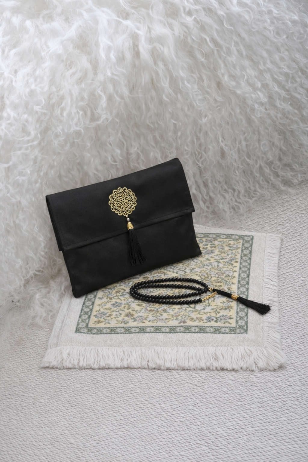 Ensemble Tapis de Prière avec Pochette & Chapelet - Pochette Sakinah
