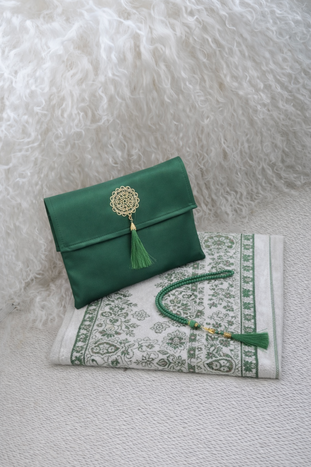 Ensemble Tapis de Prière avec Pochette & Chapelet - Pochette Sakinah
