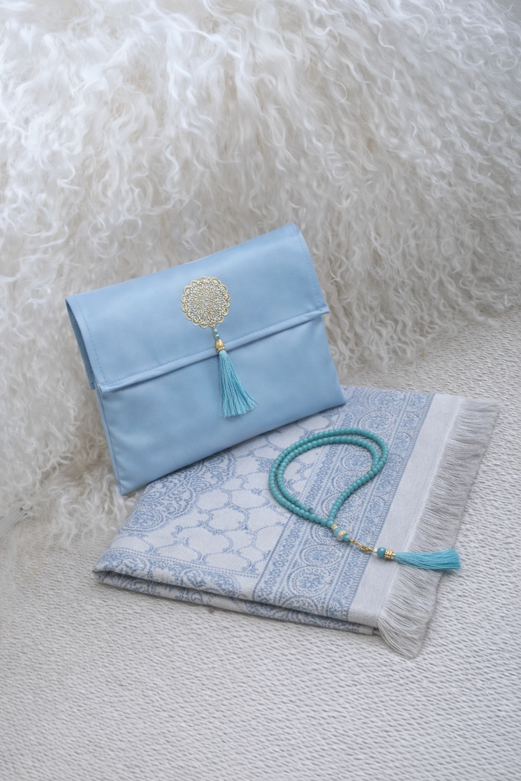 Ensemble Tapis de Prière avec Pochette & Chapelet - Pochette Sakinah