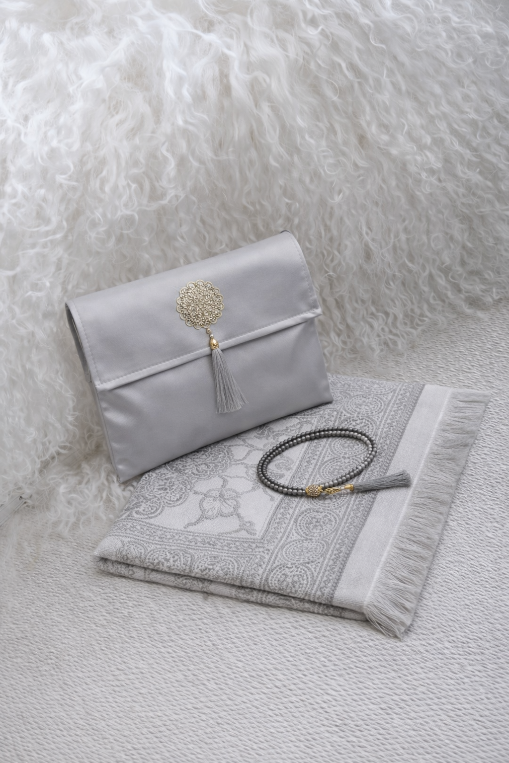 Ensemble Tapis de Prière avec Pochette & Chapelet - Pochette Sakinah