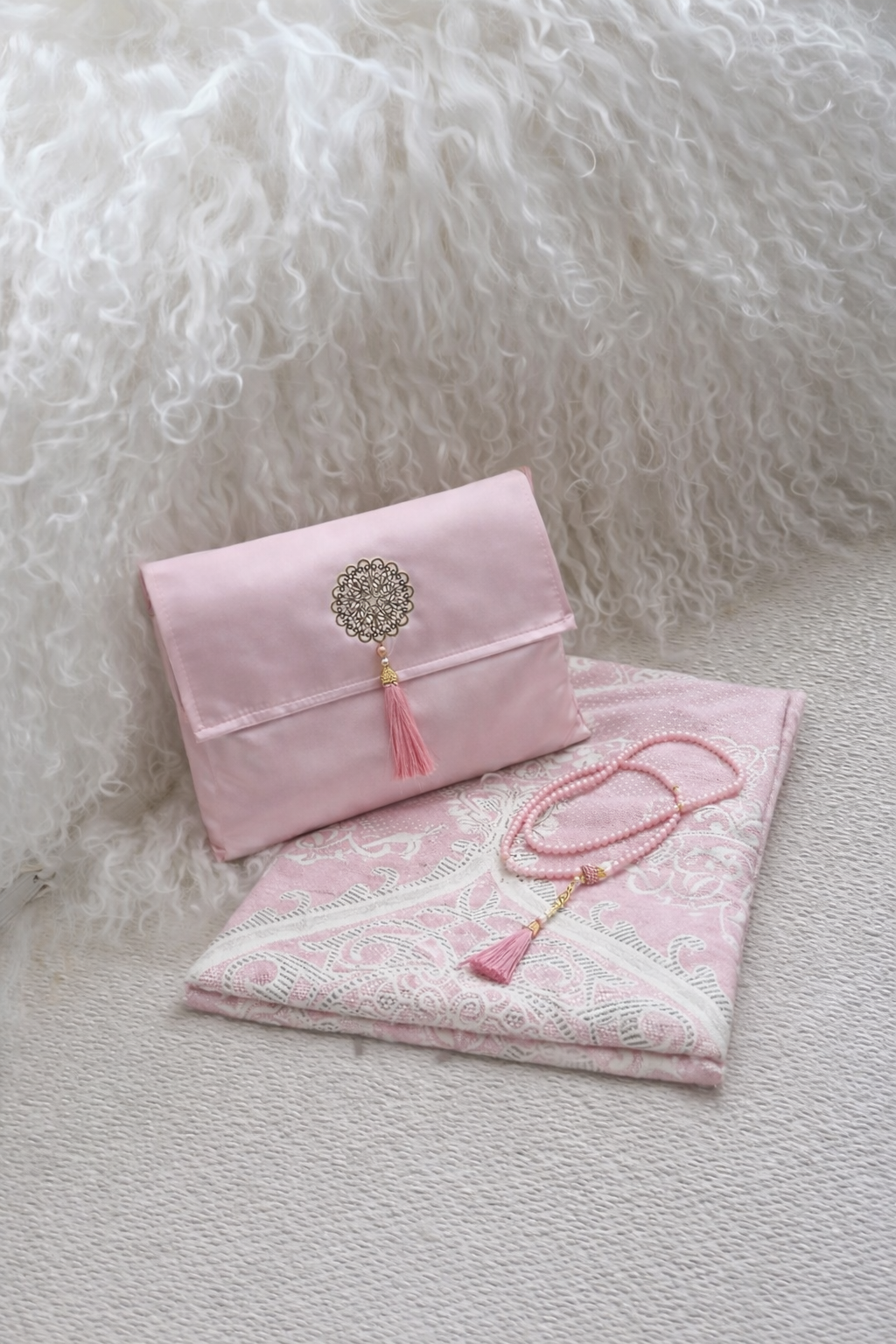 Ensemble Tapis de Prière avec Pochette & Chapelet - Pochette Sakinah
